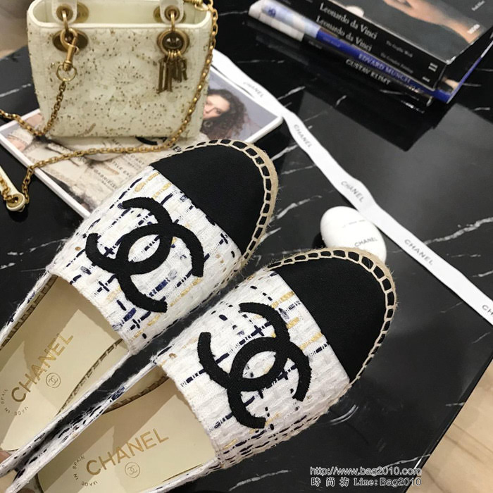 CHANEL香奈兒 經典漁夫鞋 19專櫃新色新系列 白呢布款 舒適百搭 女款休閒鞋  dsX2569